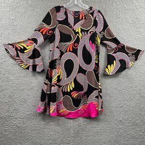 Karri Blue Womens Tunic Top Extra Small Pink Brown Paisley 3/4 Sleeve BOHO Shirt